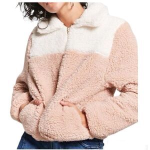 Forever 21 Colorblock Faux Shearling Jacket size S